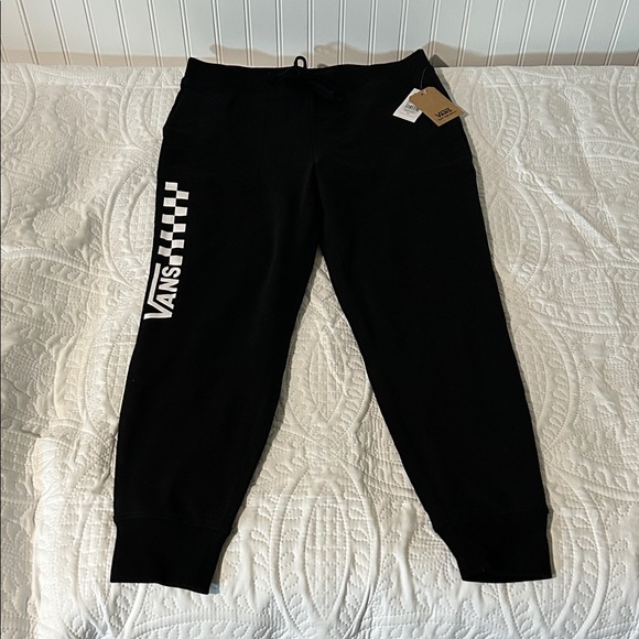 Vans Pants - Vans womens Black Sweatpants with Checkered Logo Sz: M